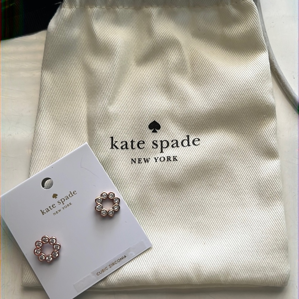 Kate spade earrings!! Rose gold, cubic zirconia